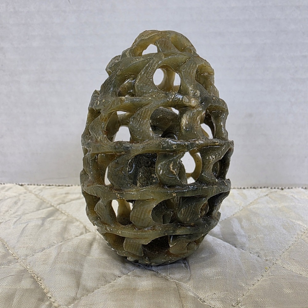 Carved Soapstone Egg With Owl Inside Excellent, Nice Size And Well Made